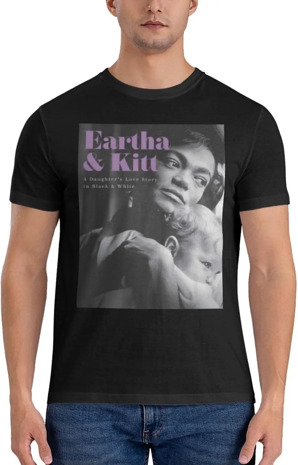 تيشيرتات قطنية بأكمام قصيرة قابلة للتنفس للرجال من Eartha Music Kitt، نمط شخصي، تي شيرت مخصص باللون الأسود