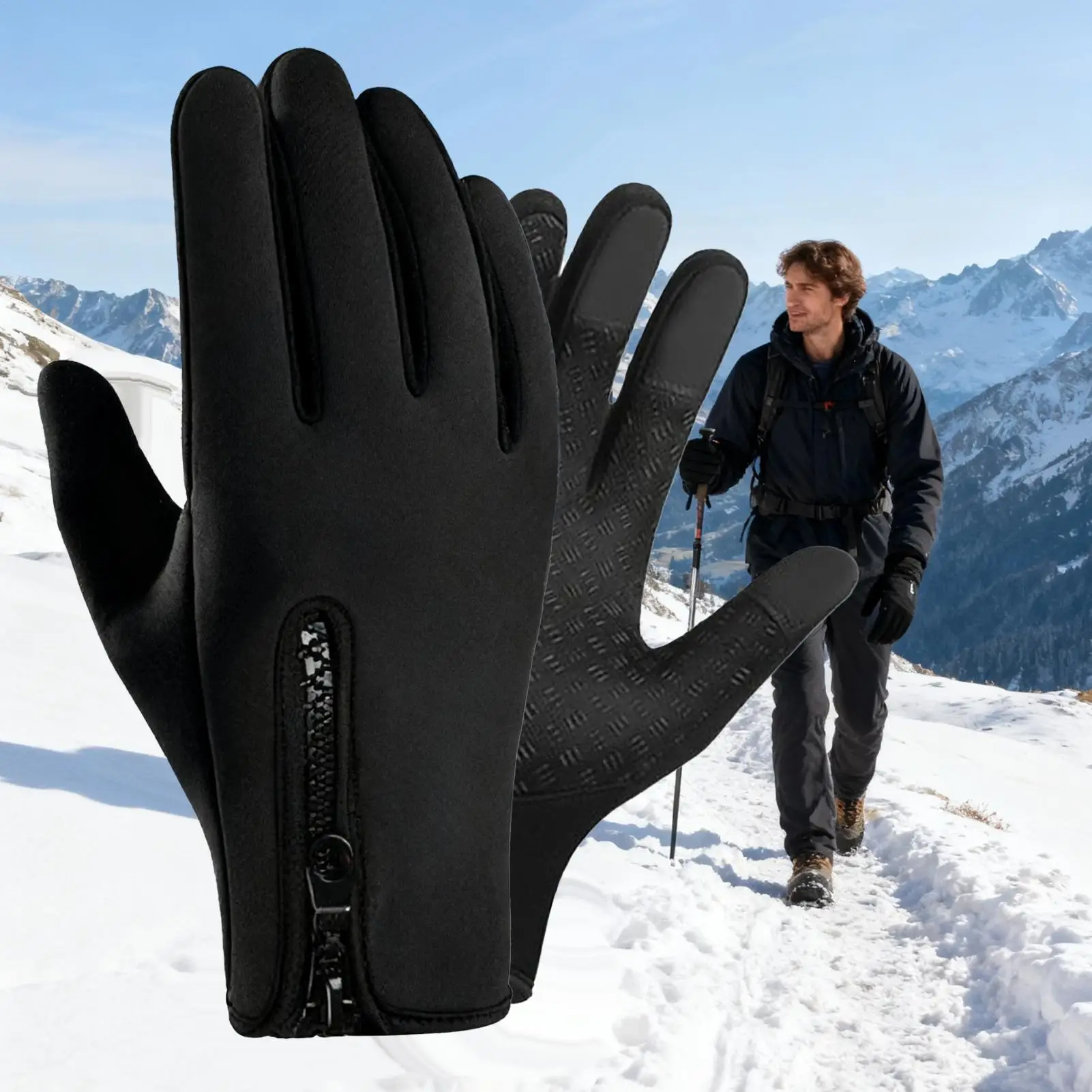 قفازات التزلج على الجليد تعمل باللمس القفازات الدافئة في الهواء الطلق معزول القفازات لفصل الشتاء التزلج على الجليد الصيد تجريب رياضة الجري #3