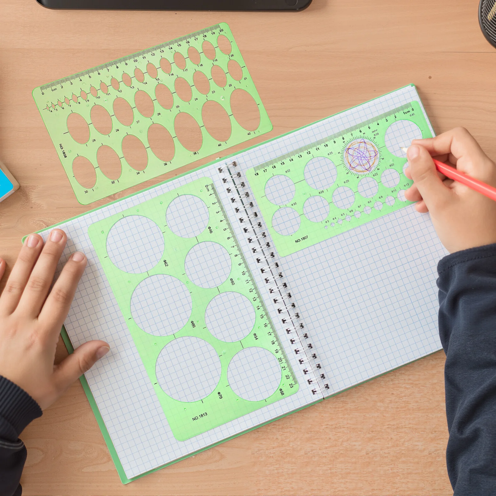 3Pcs Drawing Templates Set Geometric Shape Rulers for Student Drafting School Office Architecture Building Measuring Rulers