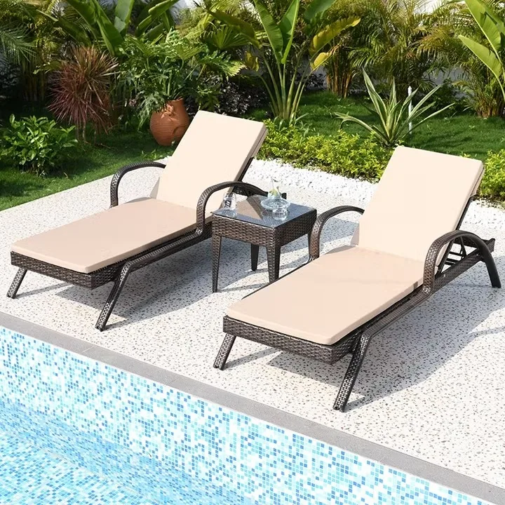 

Seaside beach chair leisure PE rattan recliner outdoor beach chair
