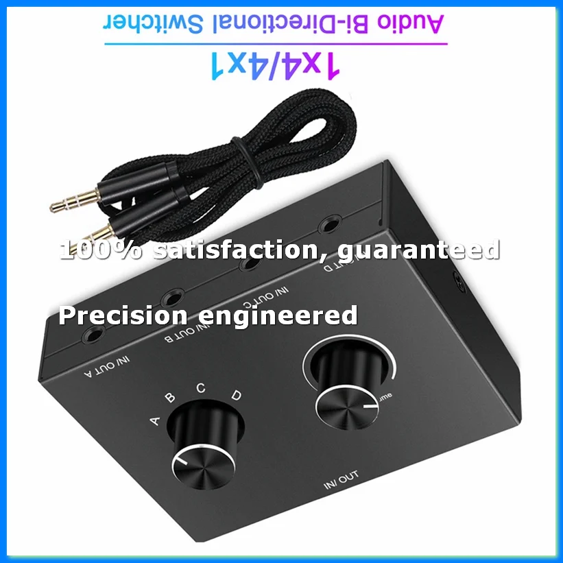 

4 Way 3.5mm Jack Audio Switcher Stereo Bi-Directional Audio Switch Splitter Box 4 in 1 Out Headphone Amplifier-ELEC