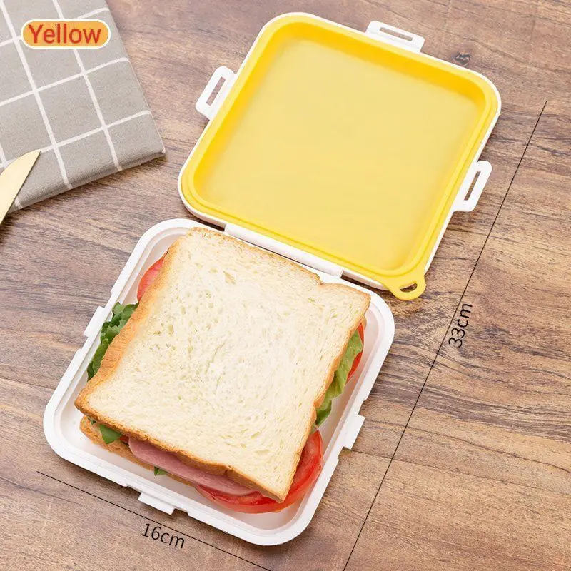 1Pc Silicone Sandwich Storage Box Reusable Toast Container Portable Sealed Preservation Box Square Household Kitchen Supplies