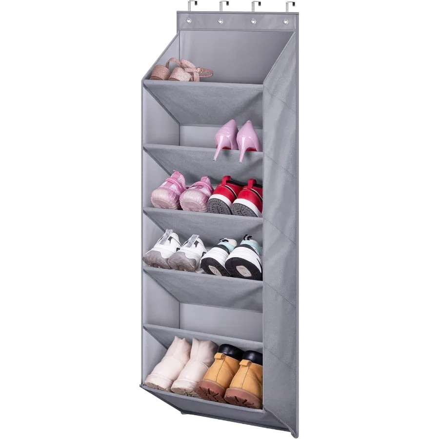 

Door Shoe Rack with Deep Pockets for 12 Pairs of Shoe Organizer Over the Door Hanger for Closet and Dorm Narrow Storage Grey