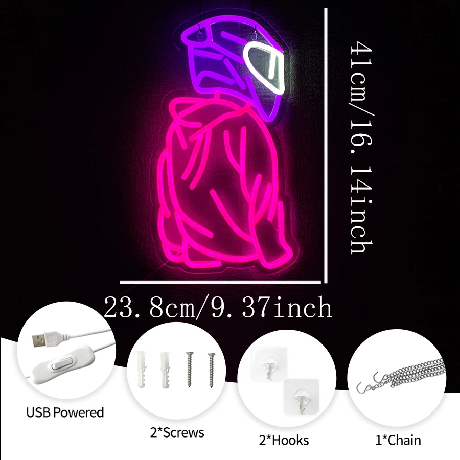 Racer Led Neon Sign, Animation Icon Racing Theme Decor For Boys' Rooms, Game Rooms, Garages, Clubs, Motorcycle Enthusiasts Gifts