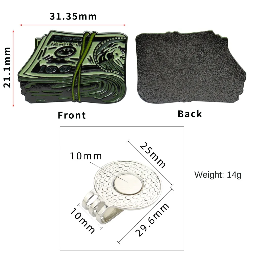 المغناطيسي الكرة ماركر مشبك قبعة Kirsite الدولار المغناطيسي مشبك قبعة فريد من نوعه سهلة خلع الدولار الأمريكي قبعة الجولف كليب قفازات الغولف القبعات