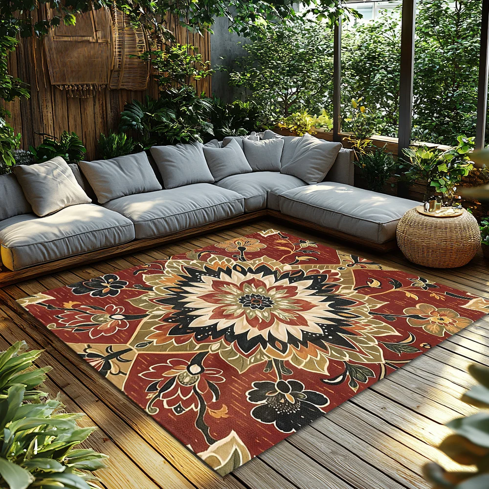 سجادة منطقة الأزهار سجادة فارسية عتيقة ديكور منزلي بوهيمي لغرفة المعيشة وغرفة النوم سجادة أرضية قابلة للغسل وغير قابلة للانزلاق فن تجريدي حديث #2