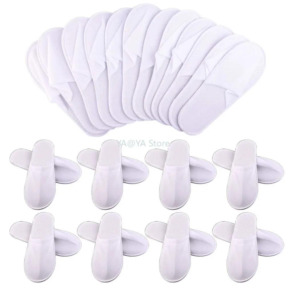 

100 Pairs Disposable Slippers White Spa Slippers for Hotel Travel Home Guest Use Salon Plane Non-Slip Slippers for Women and Men