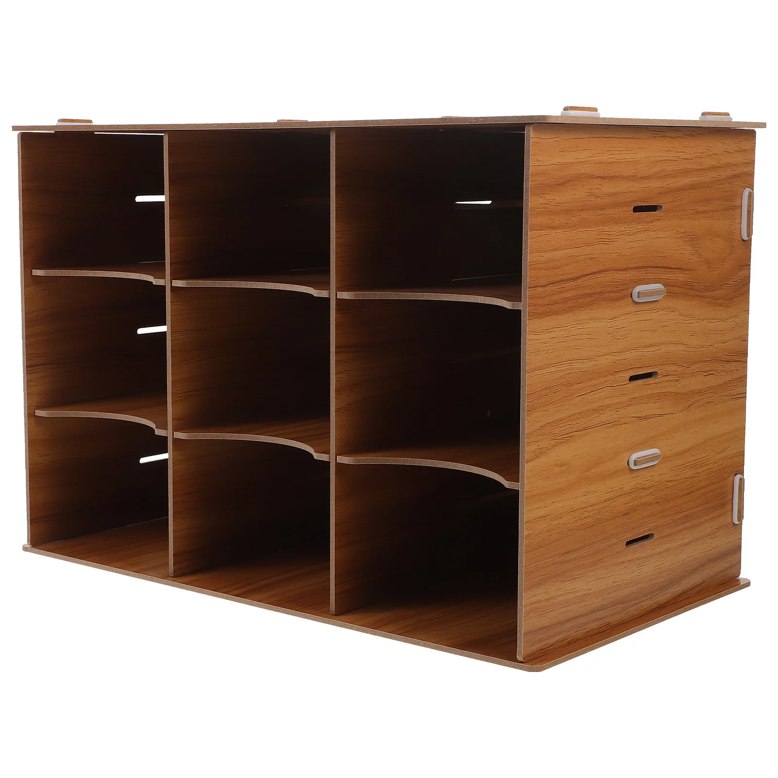 

Multi-Functional Storage Box Wooden Document Organizer Office Table Accessory Desktop File Holder Solid Color Easy Wash