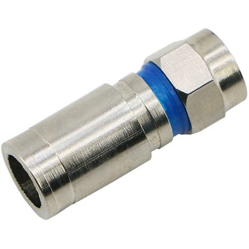 ABFU-30Pcs RG6 F Compression Connector RF Wire Connector Solderless Adapter Blue