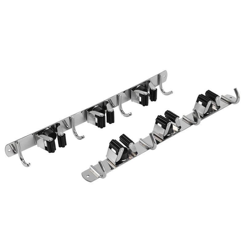 2 Stuks Muurbevestiging Dweilhaak Rvs Wandgemonteerde Opslag Organizer Heavy Duty Tools Hanger Voor Keuken Garage