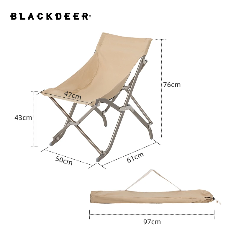 BLACKDEER Outdoor Folding Chair Aluminum Alloy Loose Portable Lazy Chair Camping Beach Back Cotton Chair