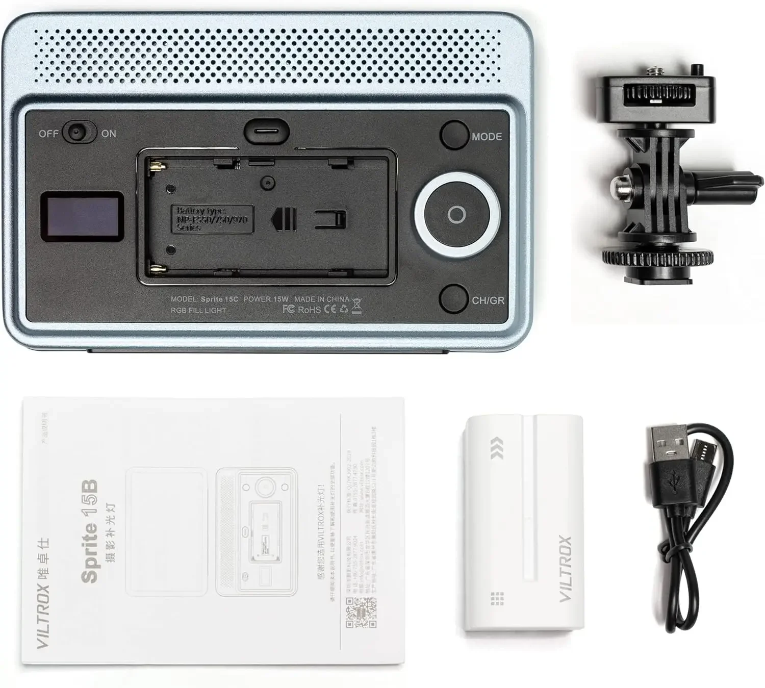 VILTROX Sprite 15B 18W 2800K-6800K CRI 95+ on  LED Panel Video Light 1800LUM Smartphone Control LED Dimmable Key Light