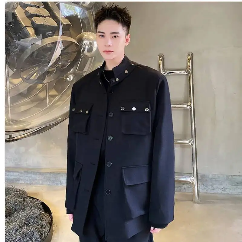 LUZHEN Spring Original Detachable Stand Neck Design Casual 2026 Jacket Men's Fashion Handsome Pockets Decorate Male Coat JY7060