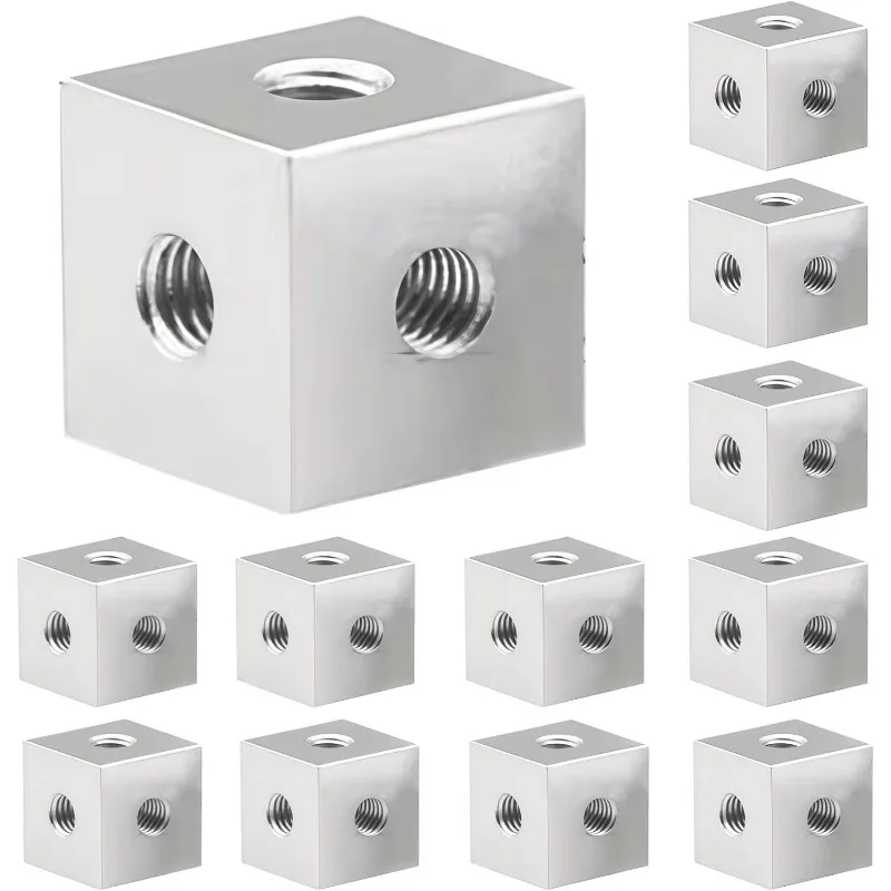 1cm/1.2cm Cube Connector Aluminium Alloy Six-Sided Connecting Nut Fixing Fixed Block DIY Rotating Light Box Accessories