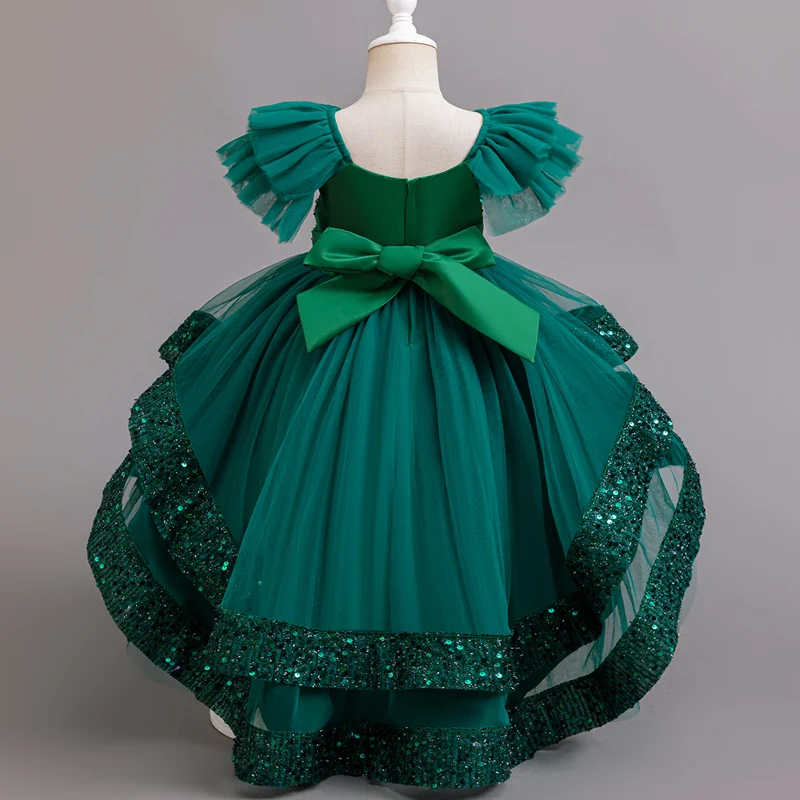 Kids Girls Christmas Dress Sequin Sleeveless Party Dress Birthday Tailing Dress Wedding Princess Dress For Kid Girl Luxury Cown