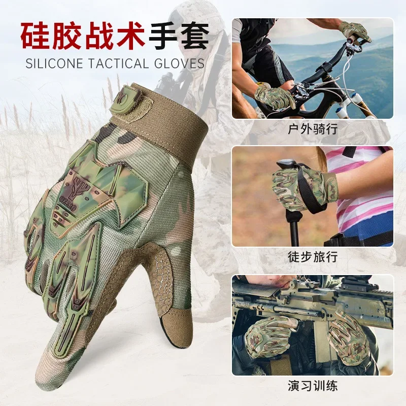 Camouflage Touch Screen Gloves Tactical Full Finger Gloves Non-slip for Cycling Riding Combat Outdoor Activities