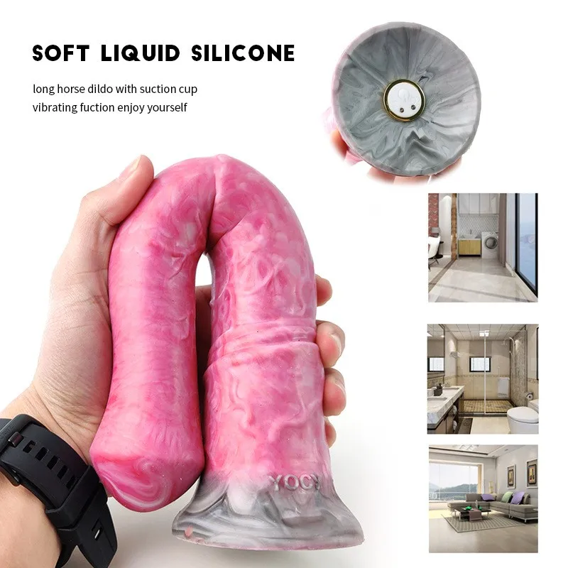 Long Vibrating Dildo Liquid Silicone Horse Dildo Wireless Remote Control Penis Artificial Animal Consolador Sexy Toys For Women.