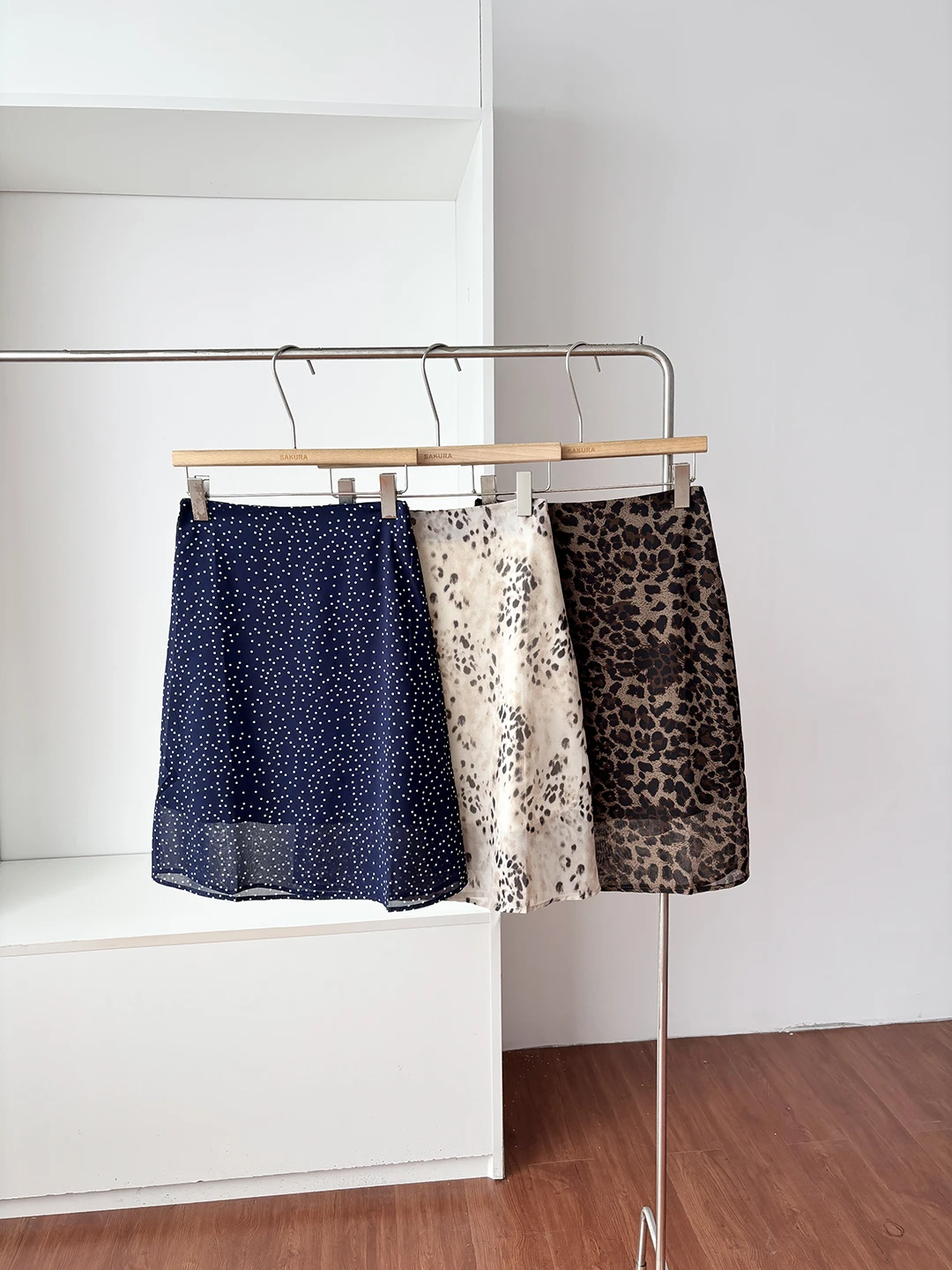 High Waist A-Line  Skirt Women's plus Size Leopard Print Blue Wrap Body Slimming Summer New Fashion Anti-Aging Skirt