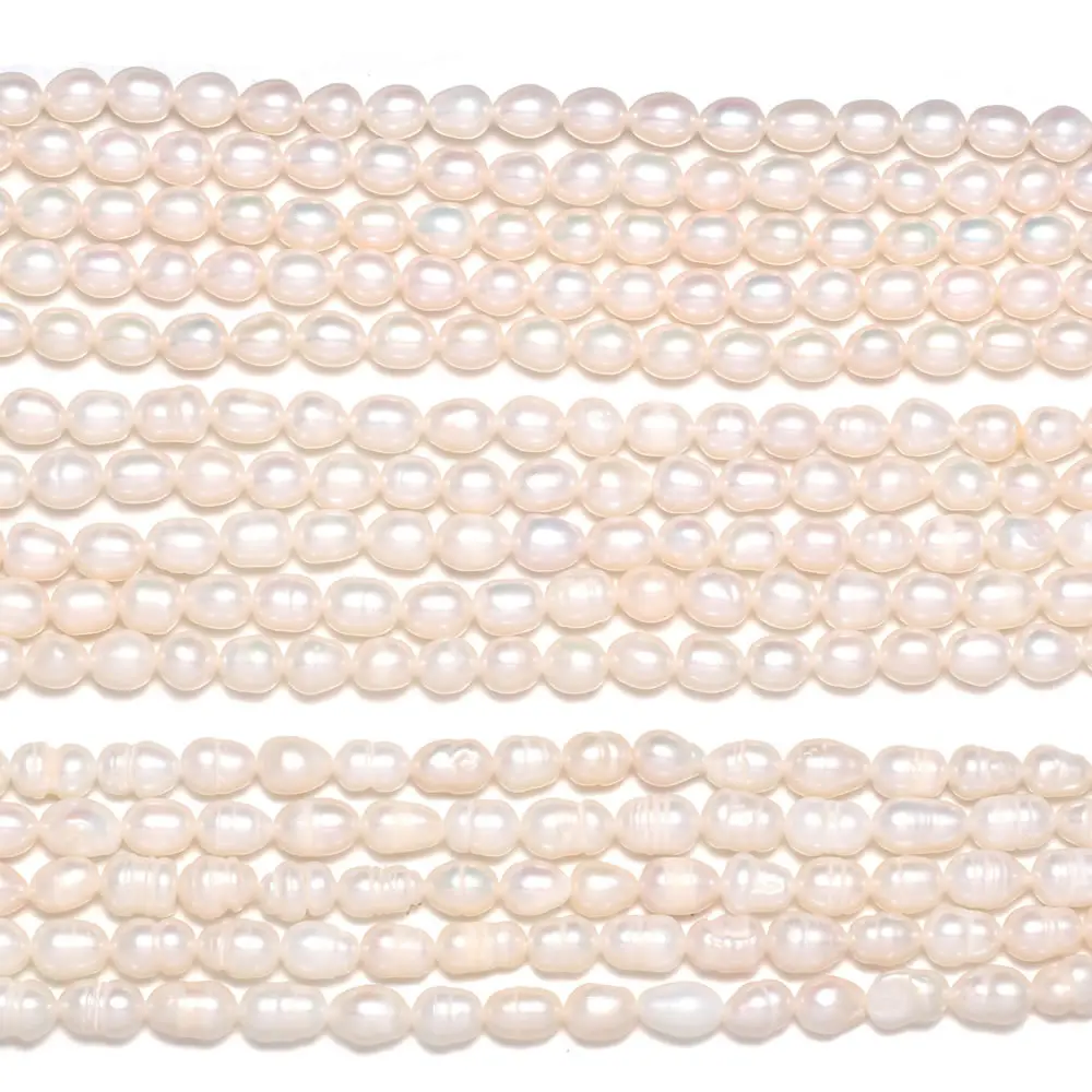 Natural Freshwater Pearl Beads High Quality Rice Shape Punch Loose Beads for DIY Elegant Necklace Bracelet Jewelry Making 5-6MM