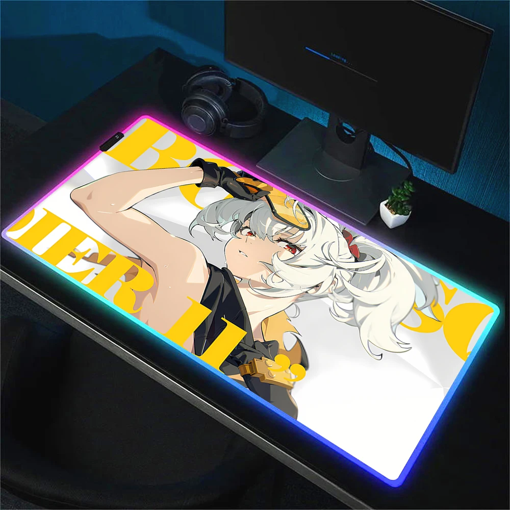 Anime Girls Zenless Zone Zero LED Gaming Mousepads Large Deskmat Gamer RGB Nekomiya Mana Mouse Pad Luminous Mat With Backlight