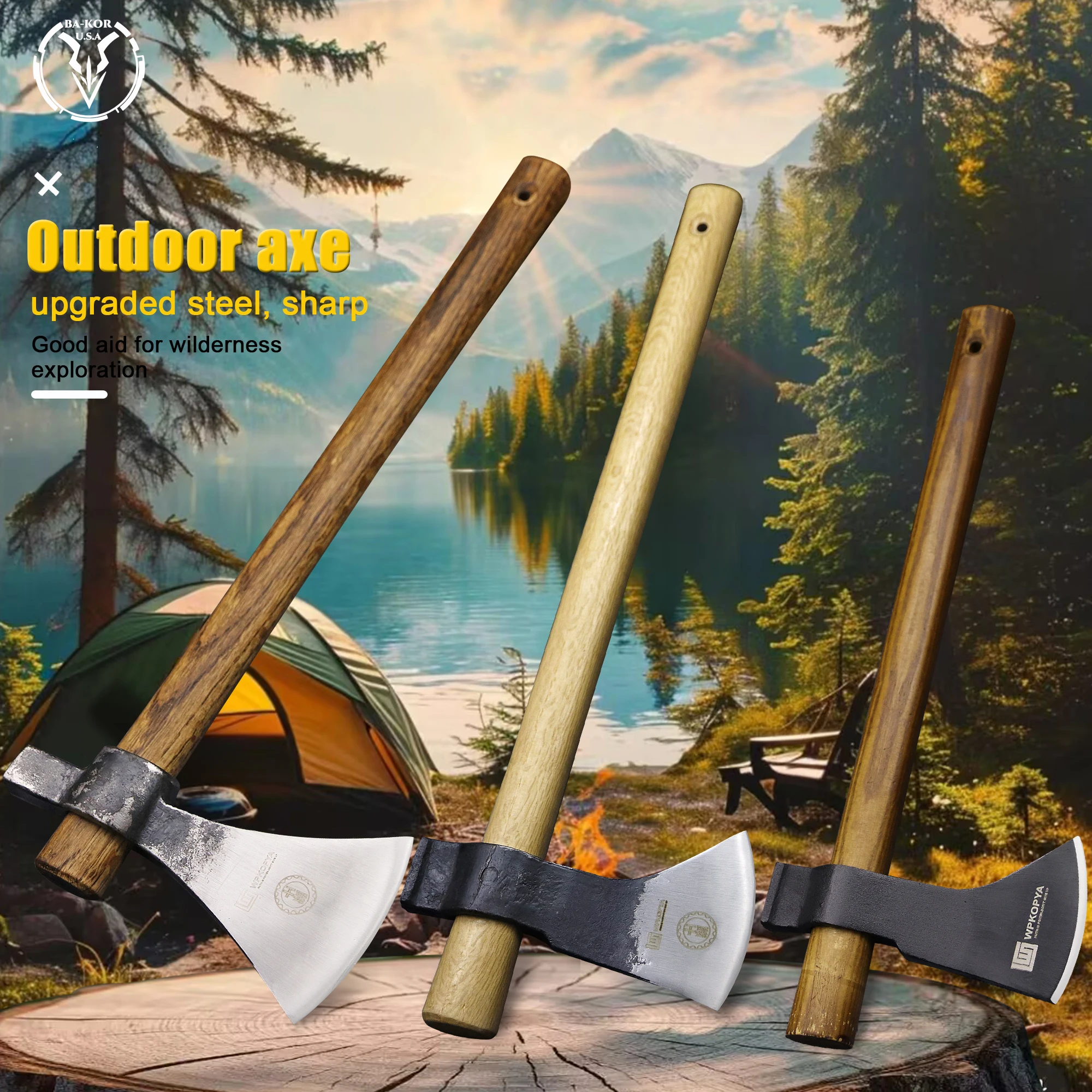 BA-KOR&WPKOPYA manufactures multi-purpose outdoor jungle survival axes, removable high-carbon steel logging axes