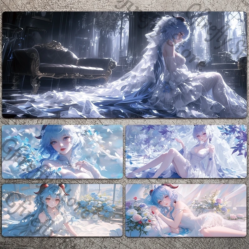 

Desktop Genshin Impact Mouse Mat Anime Ganyu Electronic Sports Computer Keypad Unisex Table Placemat Work Keyboard Large Size