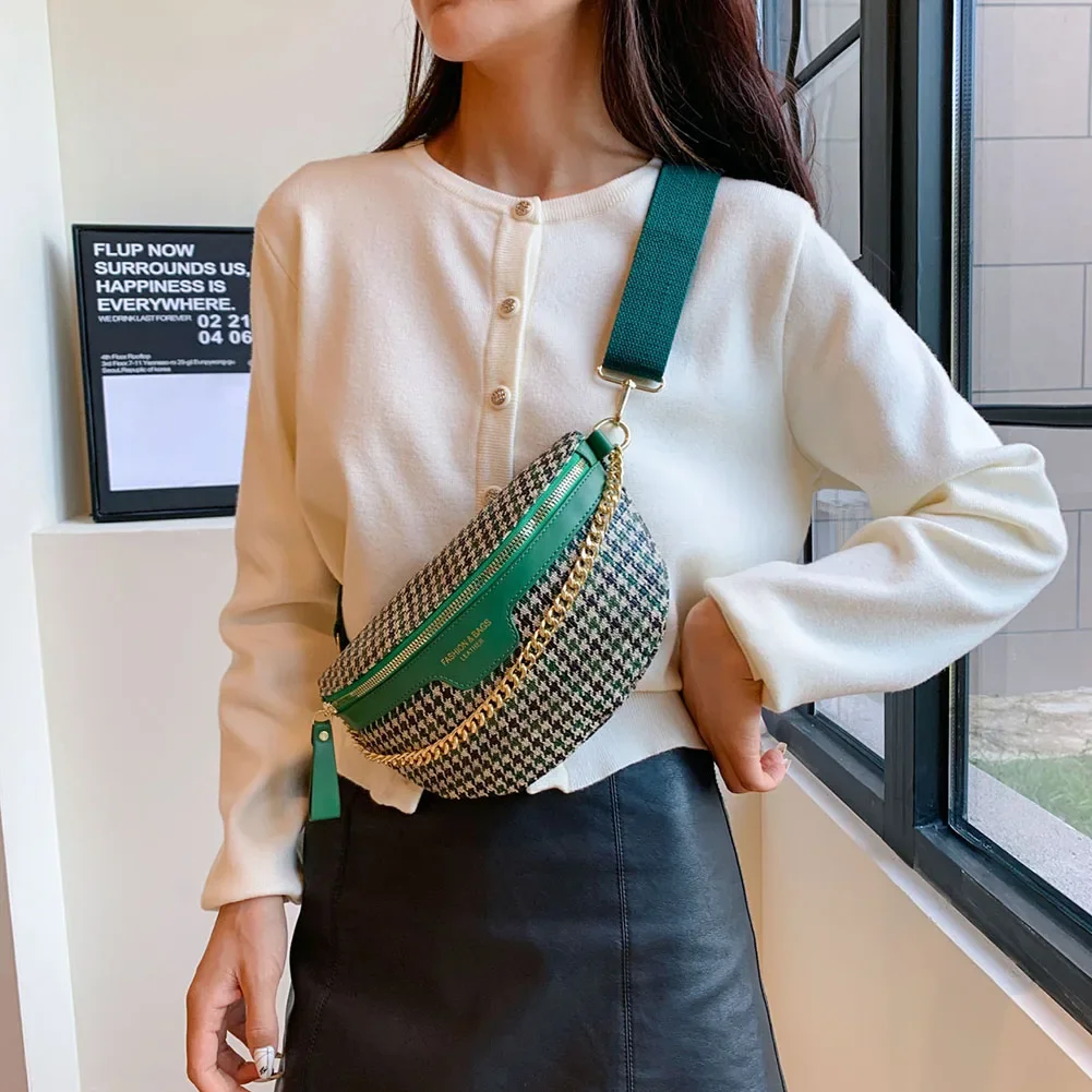 Vintage Chest Bag for Women Chain Crossbody Bag Waist Fanny Pack PU Leather Banana Bag Travel Shopping Sling Shoulder Bum Bag