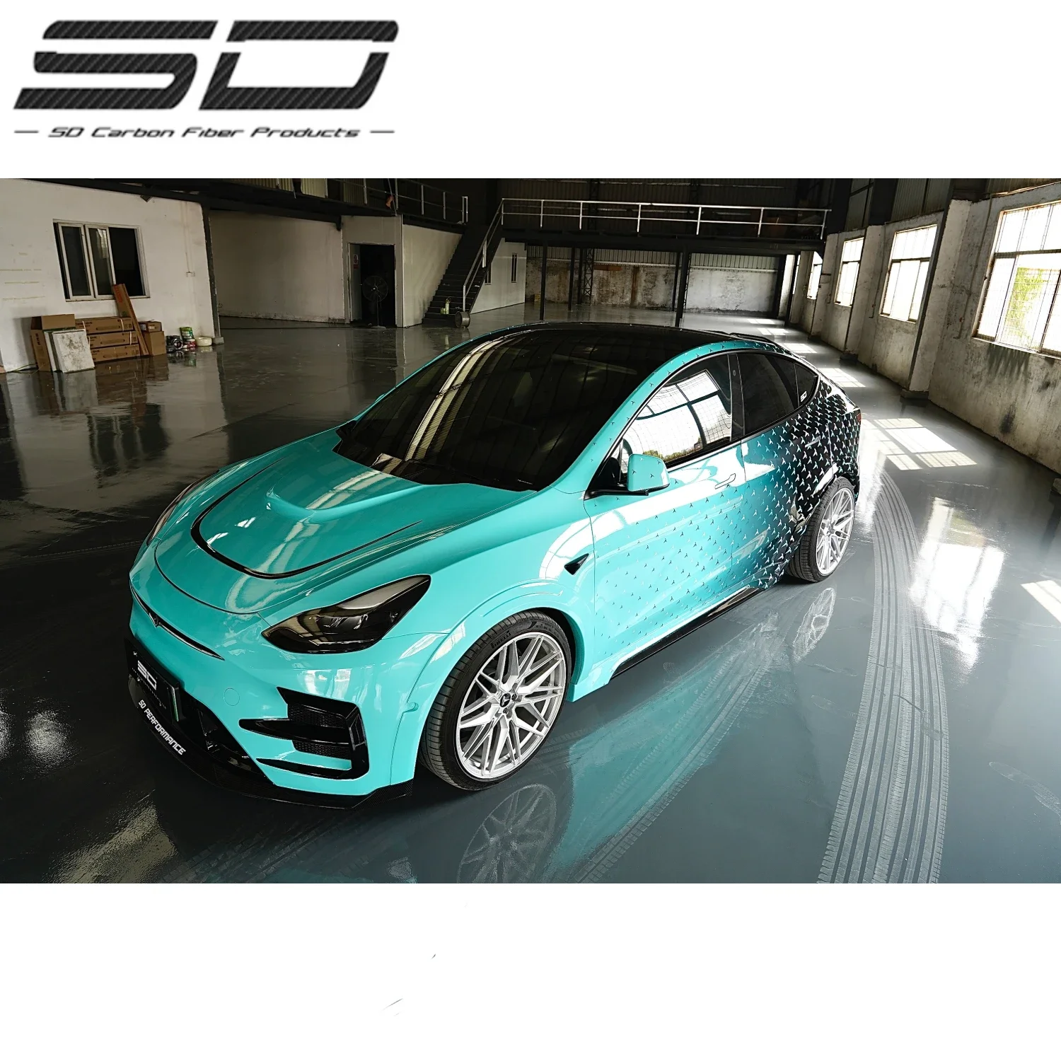 New Design SD Style Dry Carbon Fiber Bumper Side Skirt Spoiler for T Model Y Body Kits