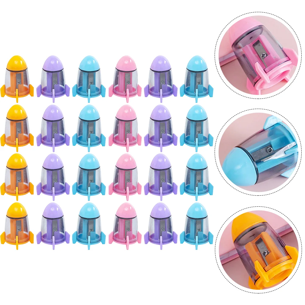 

24 Pcs Rocket Sharpener Pencil for Prizes Manual Sharpeners Plastic Handheld Designers Bright Color Metal Colorful