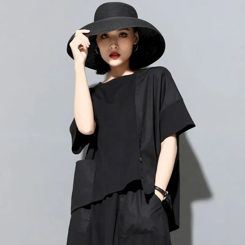 Fashion T-shirts for Women 2026 Summer Trend Thin Short Sleeved Tops Personalized Splicing Ultra Thin Breathable Loose Tshirt