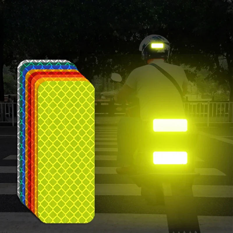 10Pcs Universal Safety Warning Reflective Stickers for Car Reflect All Light Sources Motorcycle Helmet Stickers Car Parts