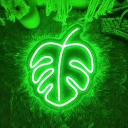 Foglia Neon Light Art Wall Decor Green Plant Leaf Led Sign Monstera Night Lights per la casa camera da letto soggiorno balcone giardino