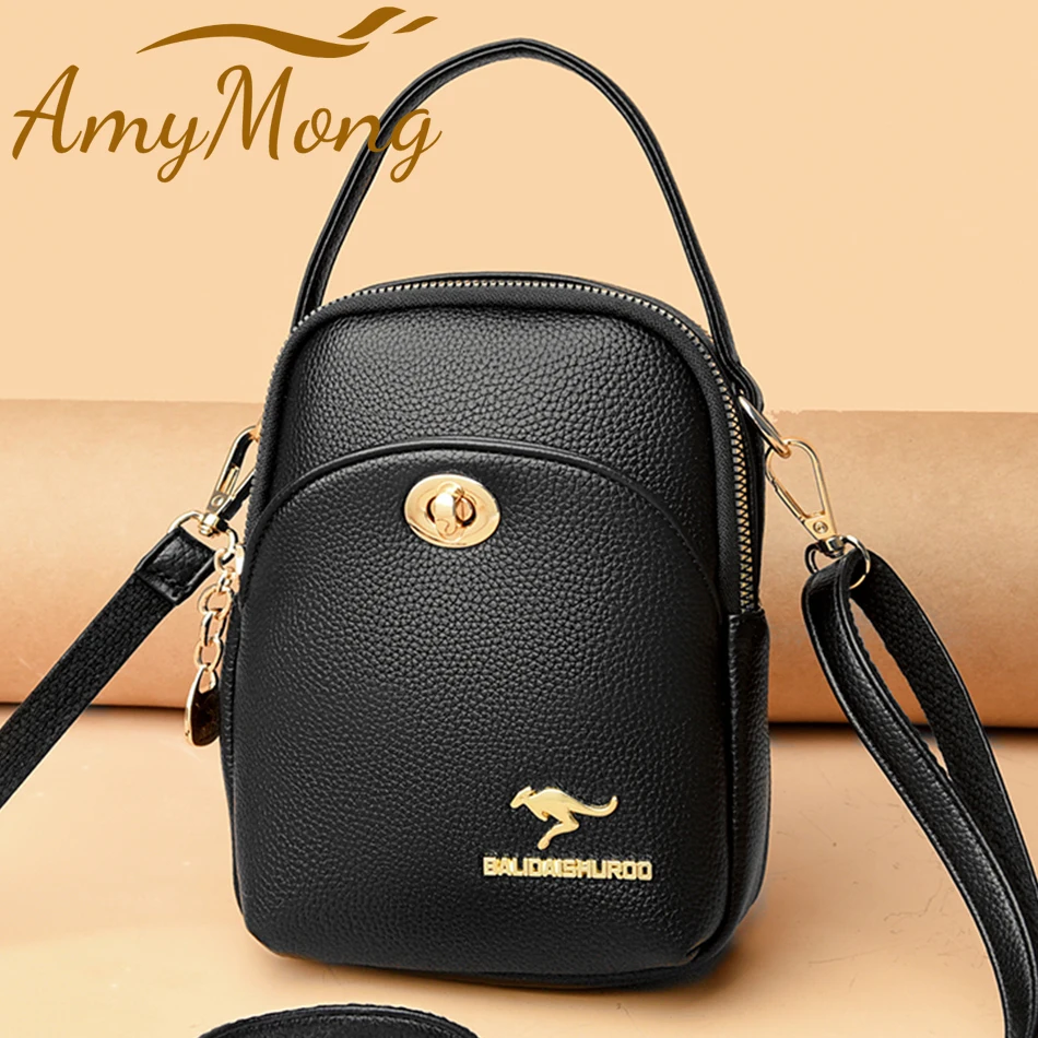 Many Pockets Pu Leather Small Purses and Handbags Designer High Quality Crossbody Shoulder Bags Solid Color Casual Messenger Bag