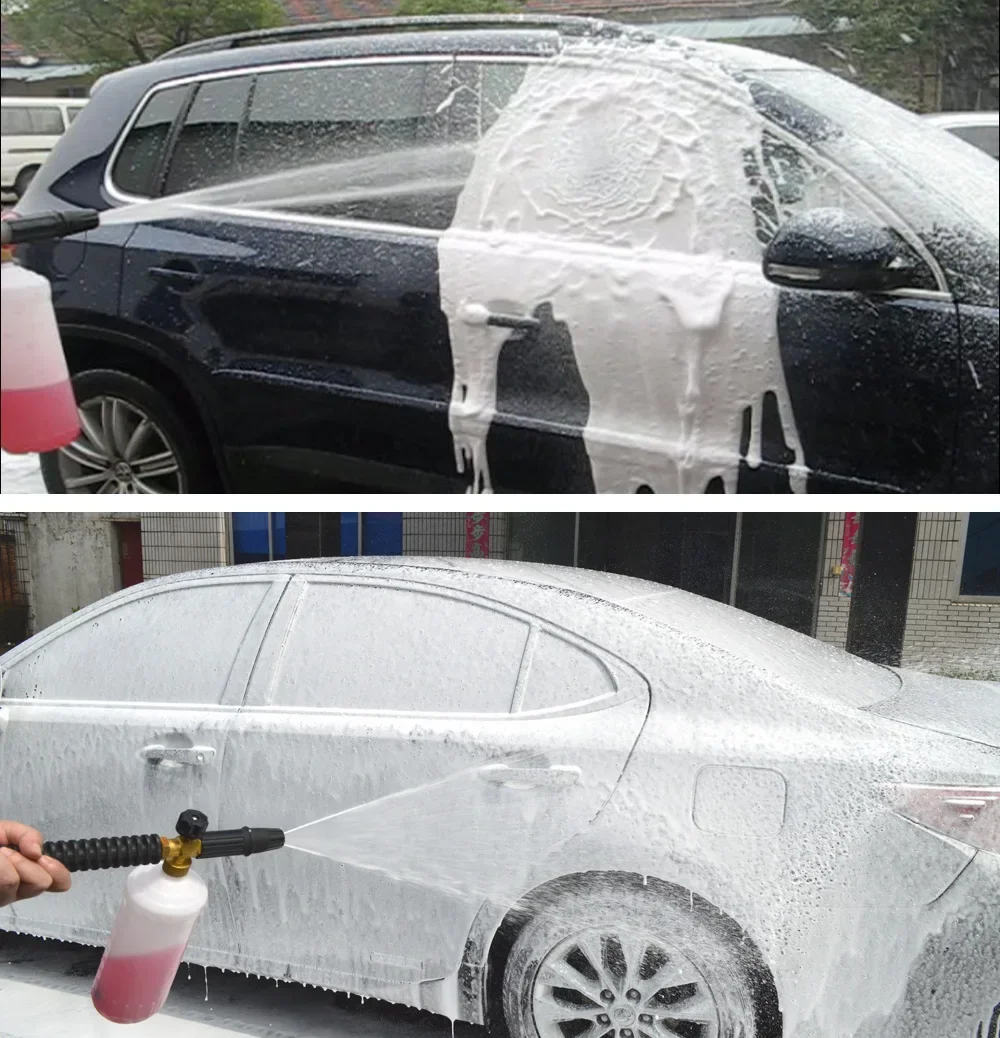 Lança de espuma de neve, bico de lavadora de pressão corporal de latão, gerador de espuma, pistola de sabão para lavagem de carro, pulverizador de neve