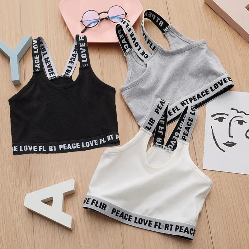 Girl Camisole Developmental Period Older Child Girls Underwear Cotton Tube Top Sports Vests Navel-bearing Beautiful Back