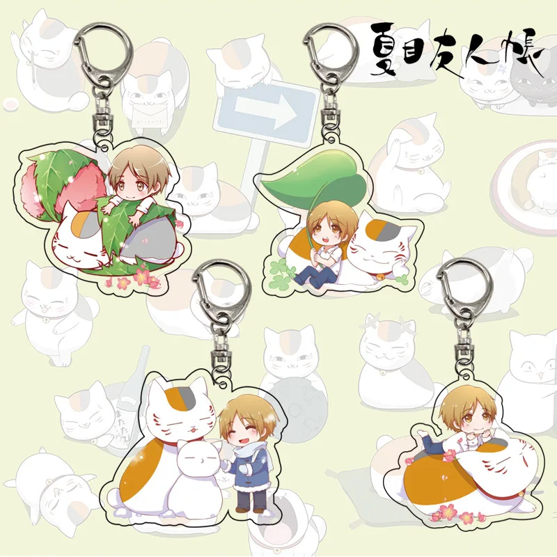 Anime Acrylic Keychain Natsume's Book Of Friends Transparent Style Natsume Takashi Nyanko Sensei Pendant Accessories Cute Gift