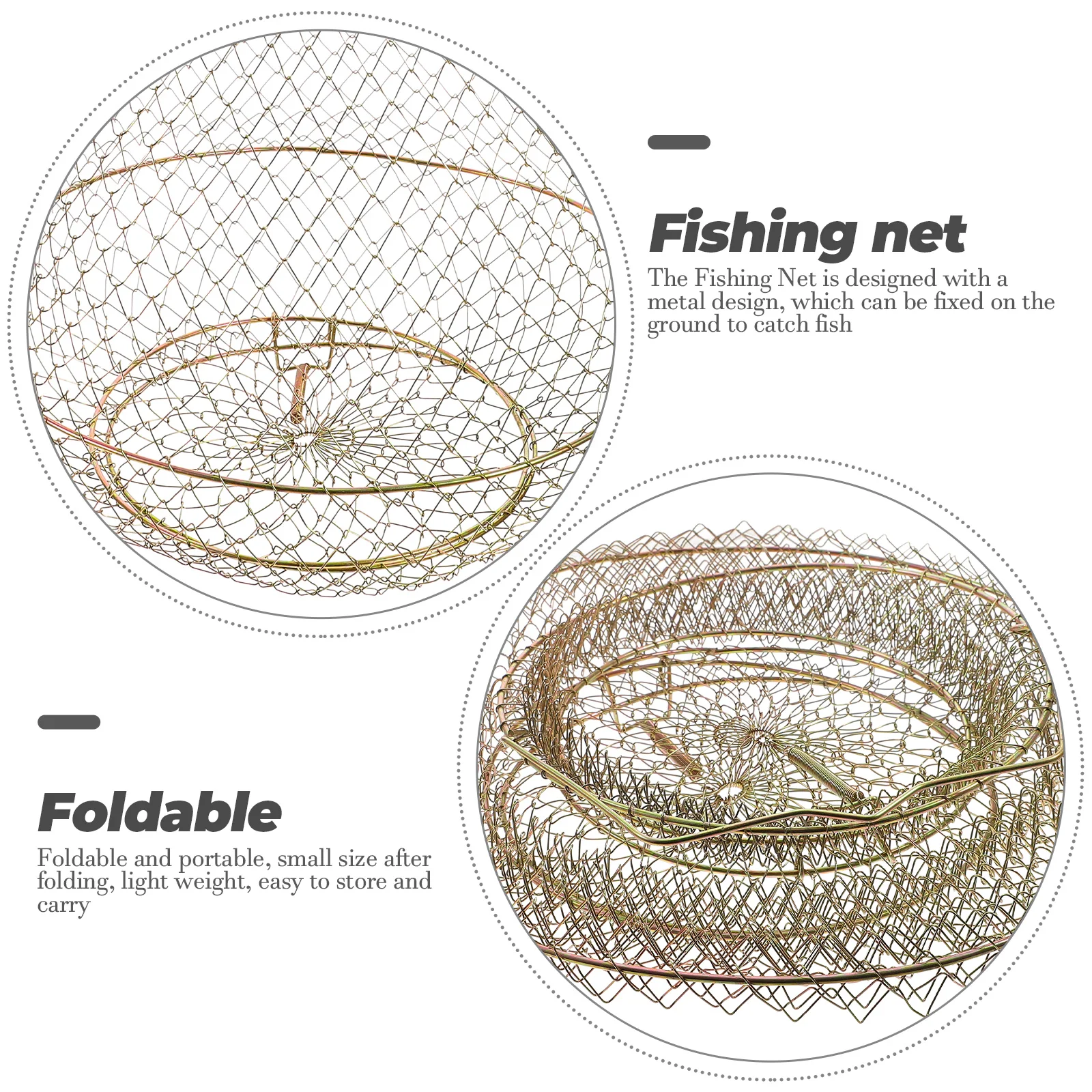 

Metal Fish Guard Wear-resistant Collapsible Fishing Net Large Capacity Mesh Cage Storage Bag Reusable Lightweight Portable Fish