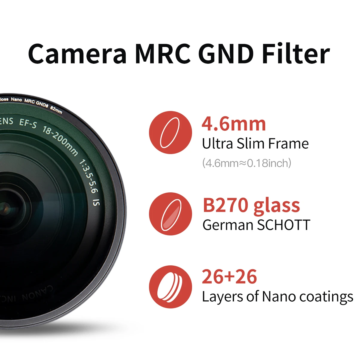 Mecoright MRC GND Filter Soft RGND8/16 Graduated Dimming For Canon Sony Nikon Fuji Sigma Cameras 43 49 52 58 62 67 77 82 86 95mm