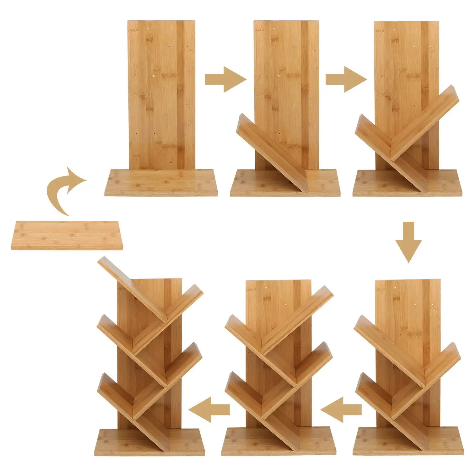 Tree Bookshelf Book Storage Organizer Shelves Floor Standing Bookcase