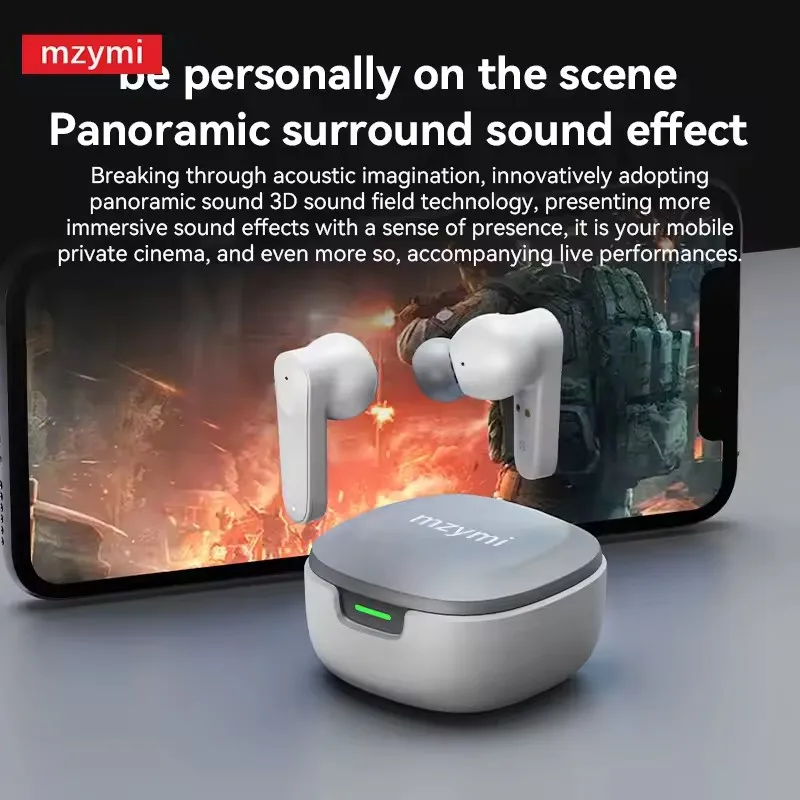 

mzymi In Ear Headset TWS Earphones A98 True Wireless Earbud ENC Noise Reduction Headphone Long Battery Life Earphone For Workout