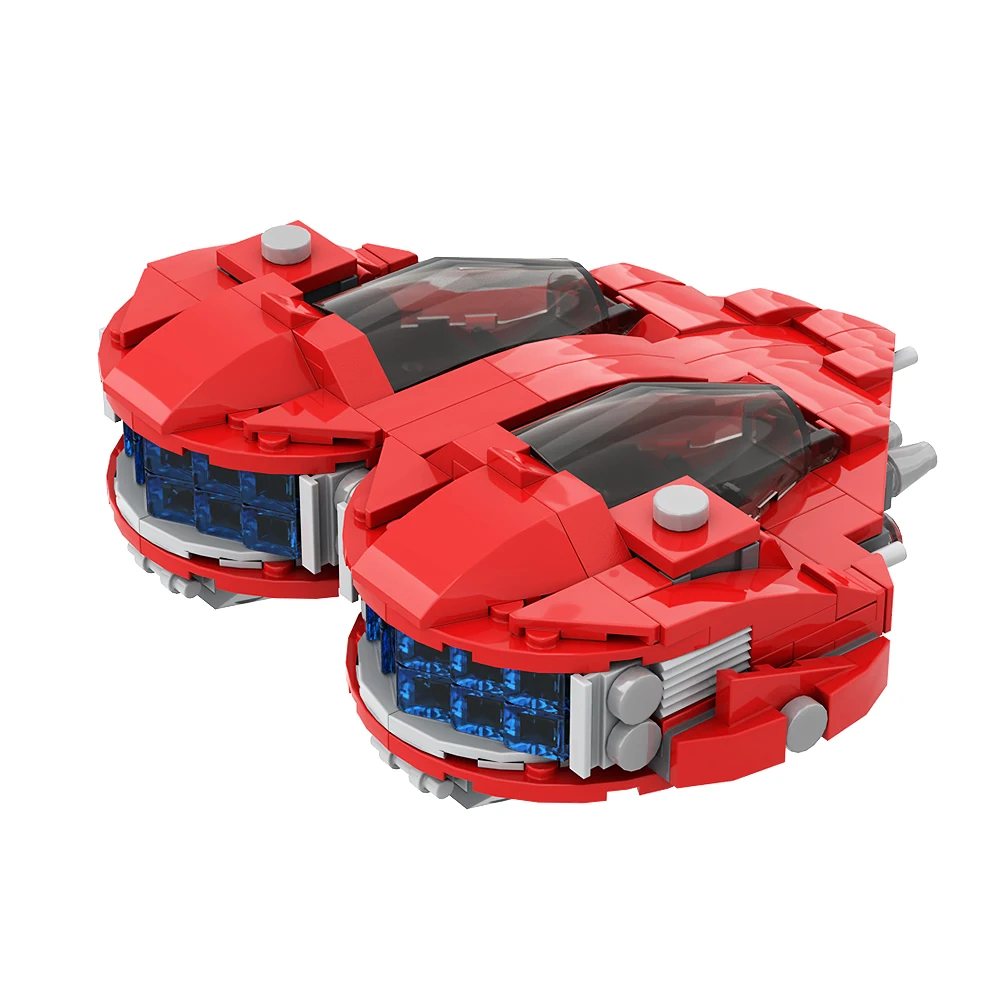 MOC Czerwony Myśliwiec Kosmiczny Model Klocki Klasyczny Klasy Herz Rozdzielne Tandemy Interceptor Samolot Cegły Zabawka Prezent dla Dzieci