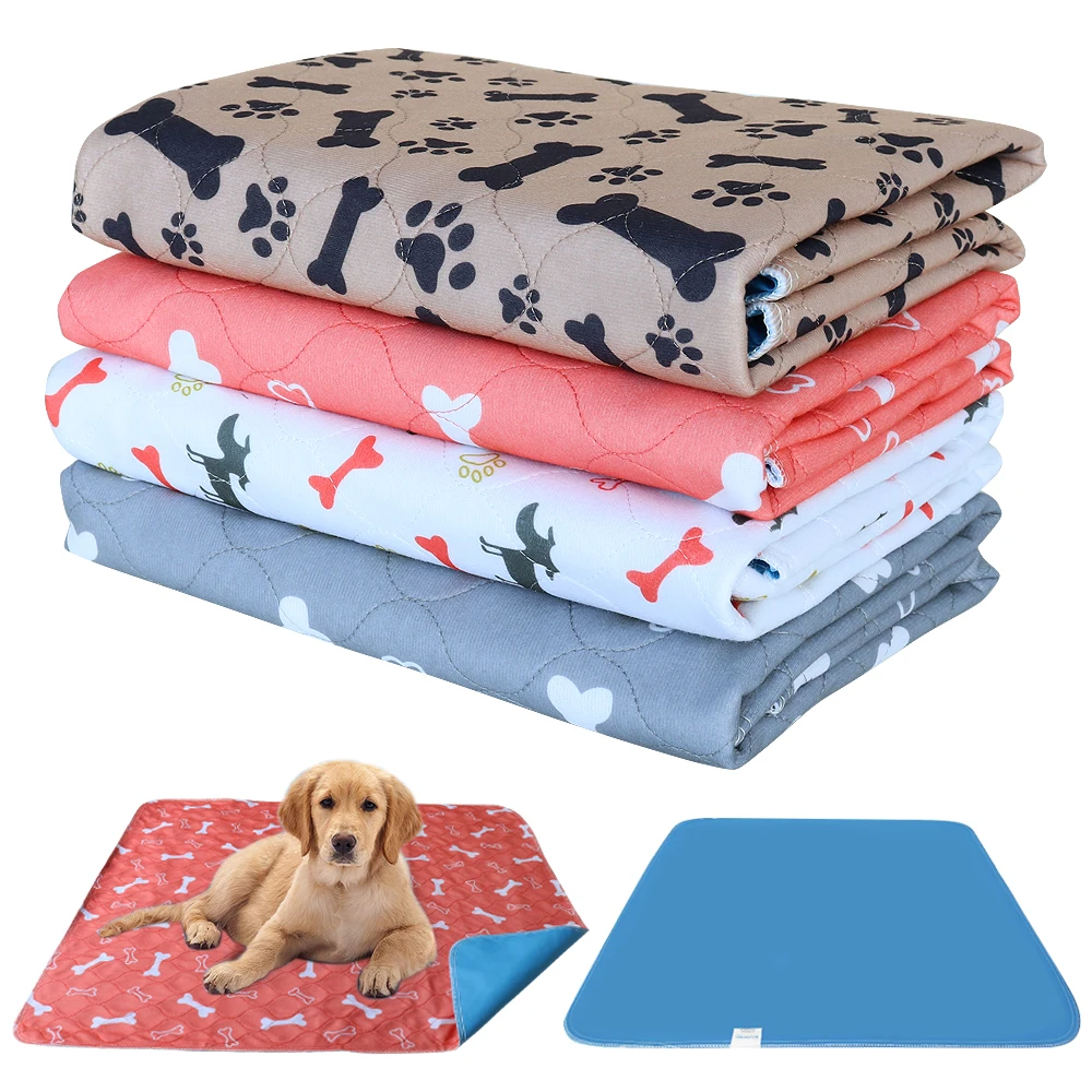 Pet Urine Pad Reusable Washable Dog Cat Diaper Mat 3 Layer Absorbent Dogs Diapers Pads Bone Paw For Sofa Bed Floor Pet Supplies