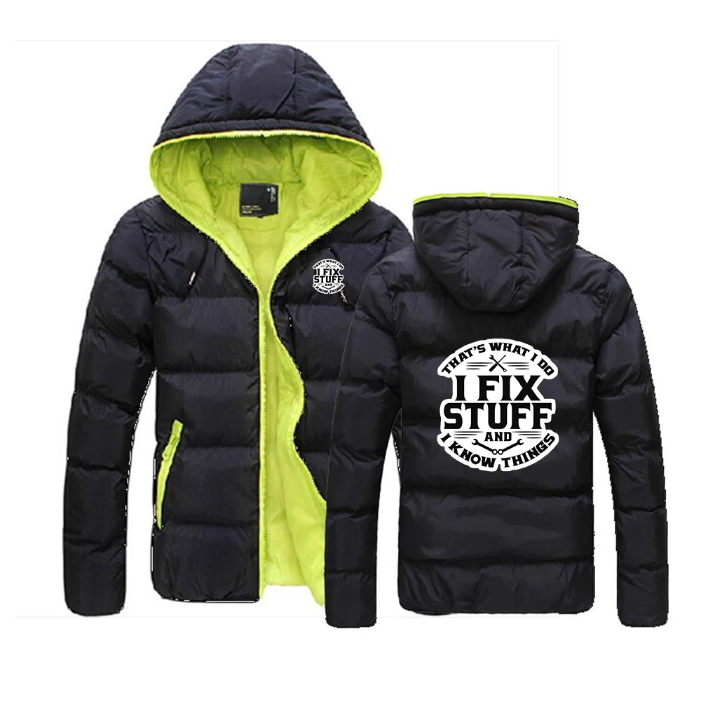 Mechanic I Fix Stuff and I Know Things 2025 Autumn Winter 2025 Men's New Six-color Cotton-padded Warm Zipper Casual Fashion Coat