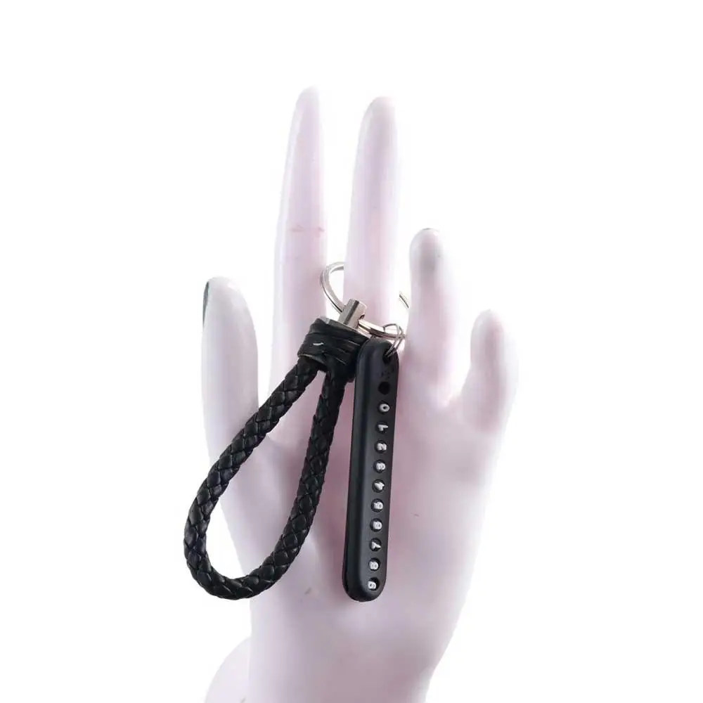 Creative DIY Anti-lost Leather Strap Lanyard Keyring Car Key Clip ​ Phone Number Keychain Car Key Holder