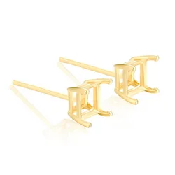 2 pairs Earring Settings for 4x4mm/5x5mm/6x6mm/7x7mm Square Gemstones 925 Silver Earring Blank Blank Earring Studs