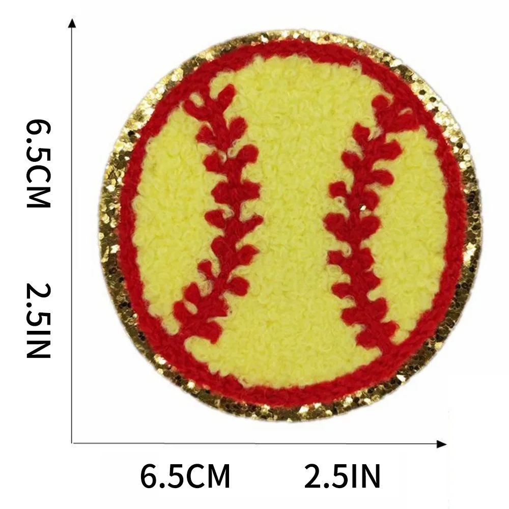 5PCS Balls Game Clothing Iron on Patches Embroidered Baseball Basketball Apparel Repair Patches Gold Edged Volleybal Football