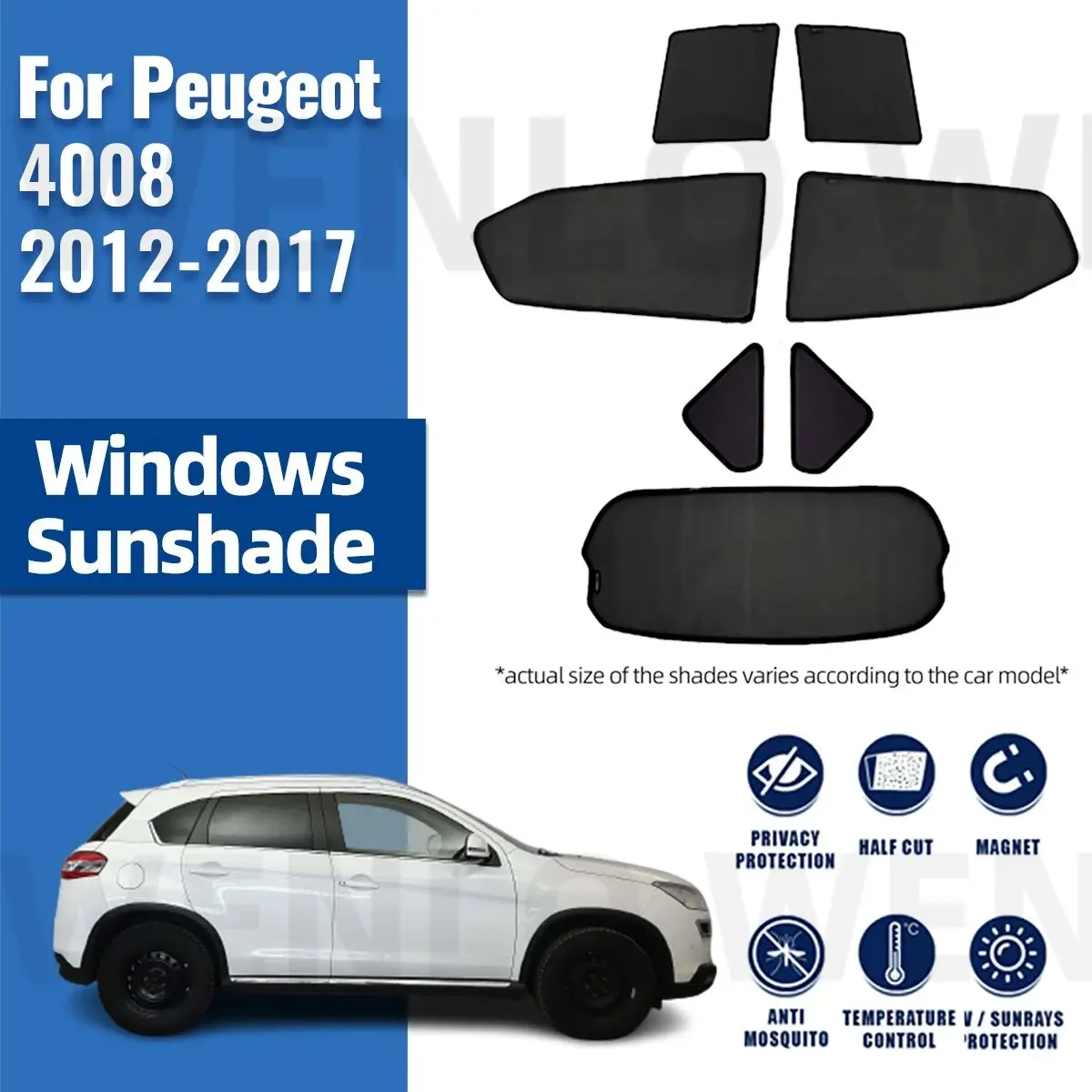 For Peugeot 4008 2012-2017 Magnetic Sun Shade Car Sun Visor Front Windshield Curtains Summer Window Sunshade Auto Accesorries