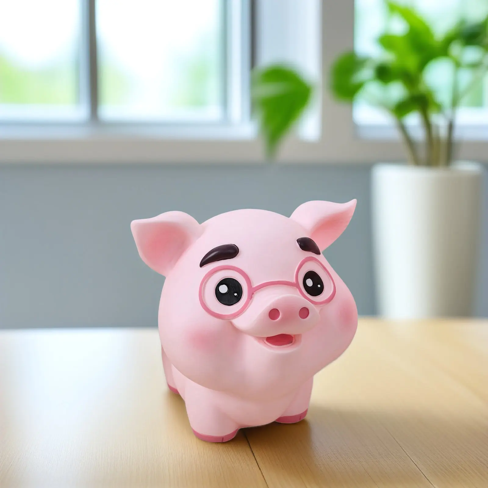 Pig-Shaped Vinyl Piggy Bank Fun Lovely Savings Box for Adults Compact Coin Bank Gift Decorative Money Pot for Dorm