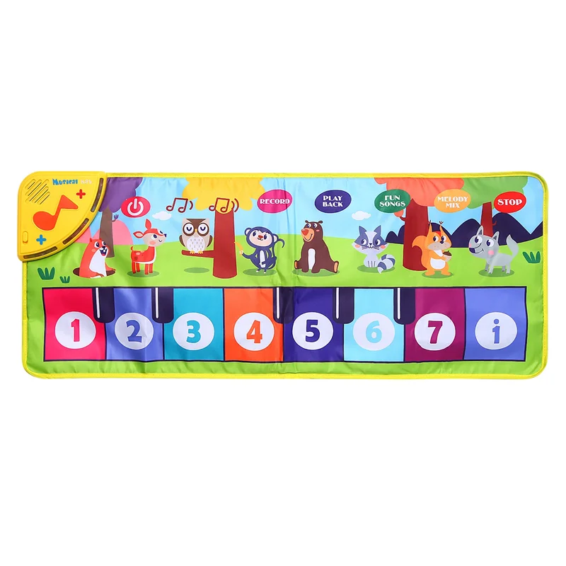 ABJA-Music Game Mat Musical Piano Mat For Kids Floor Keyboard Dance Mat With 8 Animal Sounds Baby Mat Study Educational Toys
