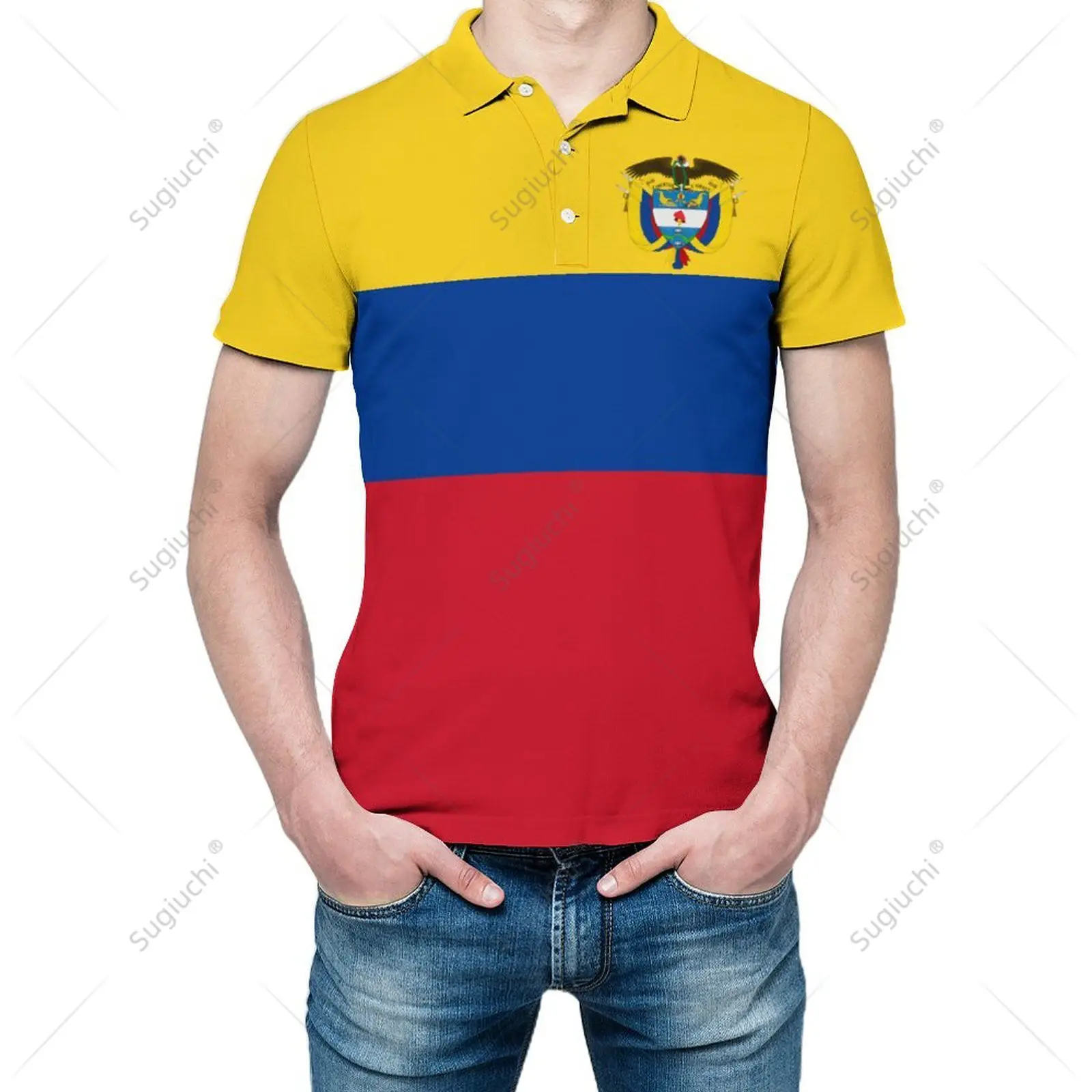 Unisex Polo Shirt Colombia Flag 3D Print Man Polo Fashion Clothing Tracksuits Short Sleeves